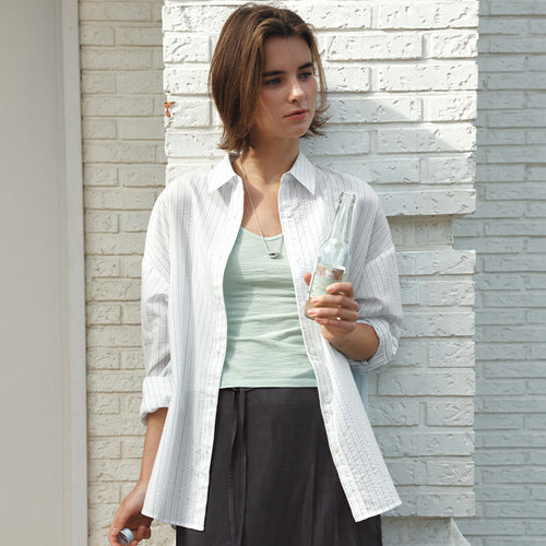 VANONE ATELIER A3620 Airy Striped Shirt_White