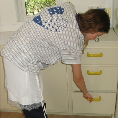 MULTI PATTERN HEART STRIPE SHORT SLEEVE BLUE