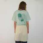RONRON MULTI PATTERN HEART STRIPE SHORT SLEEVE GREEN