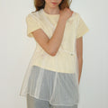 RONRON SHEER DOT MESH LAYERED TUNIC TOP WHITE