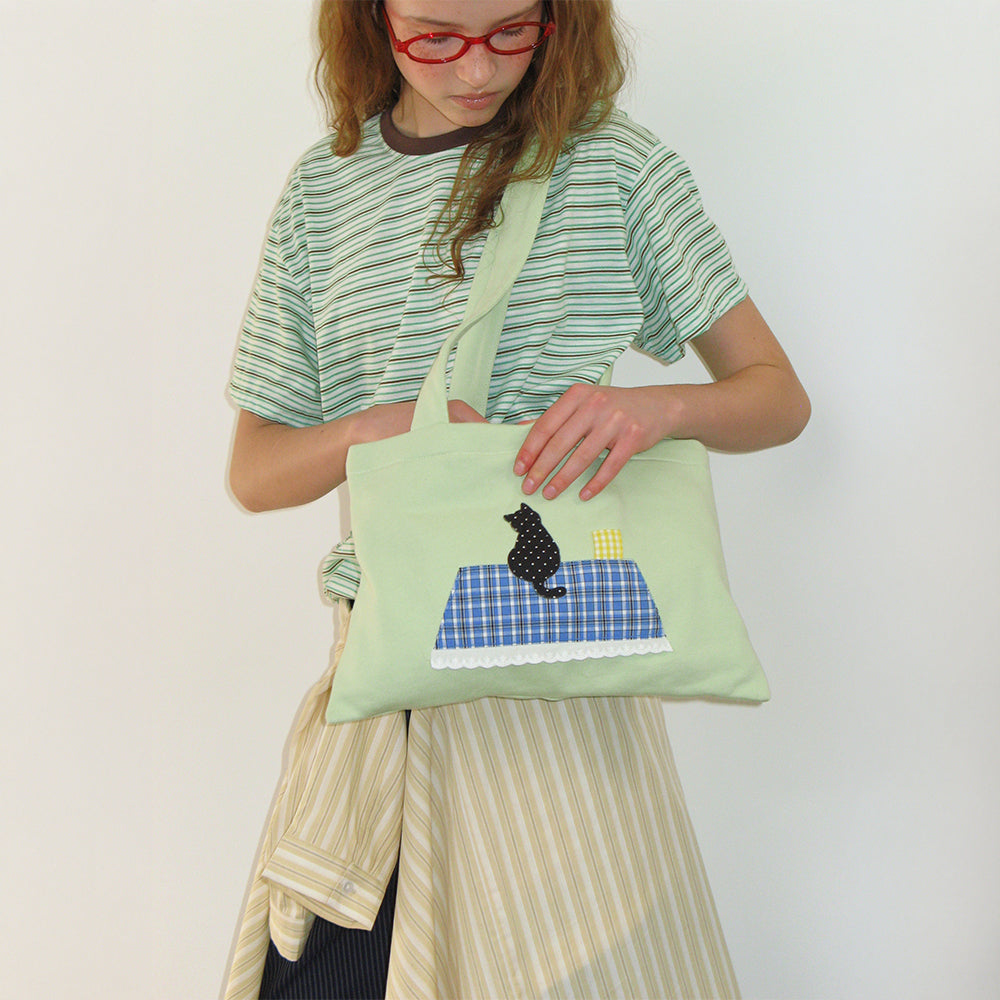RONRON MULTI PATTERN HEART STRIPE SHORT SLEEVE GREEN
