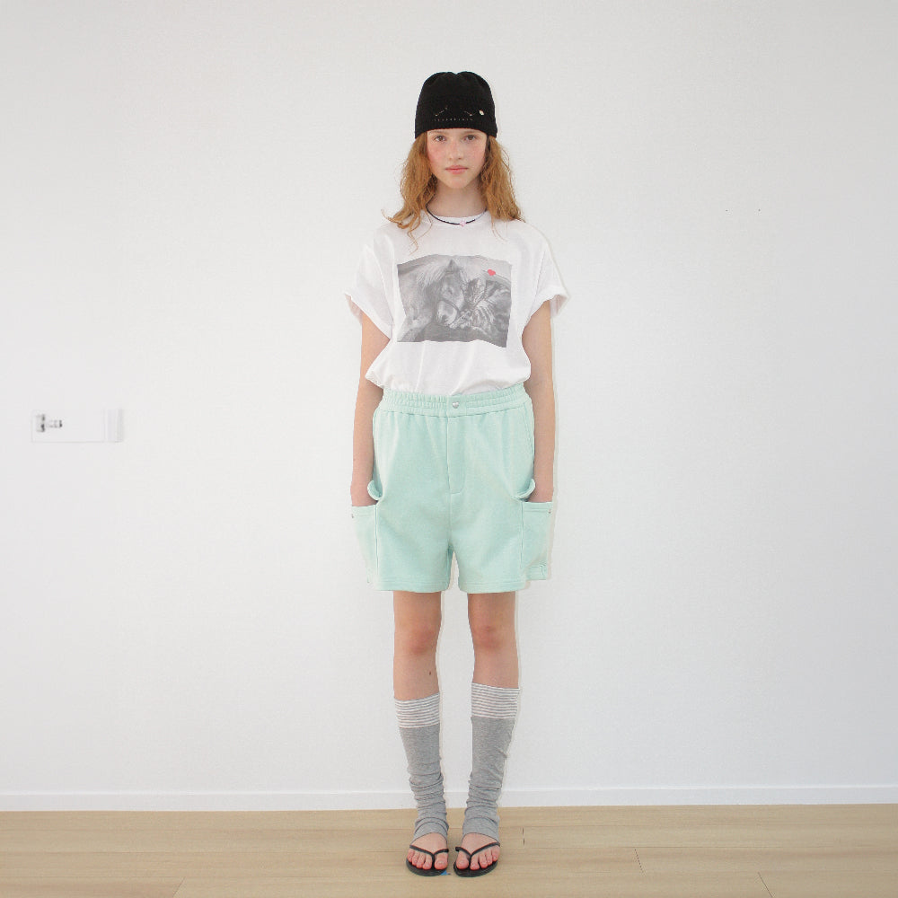 RONRON PONY CAT FRIENDS PHOTO BASIC FIT T SHIRT WHITE