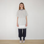 RONRON MULTI PATTERN HEART STRIPE SHORT SLEEVE BLUE