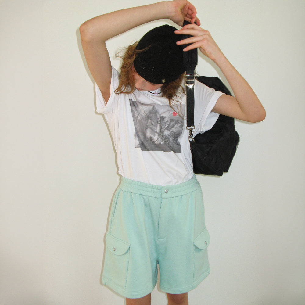 RONRON PONY CAT FRIENDS PHOTO BASIC FIT T SHIRT WHITE