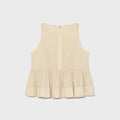 GLOWNY G RUFFLED BUTTON BLOUSE (BEIGE)