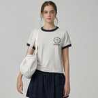 THE BARNNET Barnnet Crest Logo Ringer T-Shirt_Melange Grey