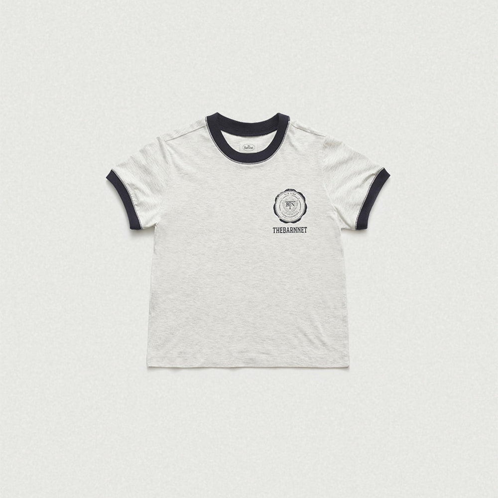 THE BARNNET Barnnet Crest Logo Ringer T-Shirt_Melange Grey