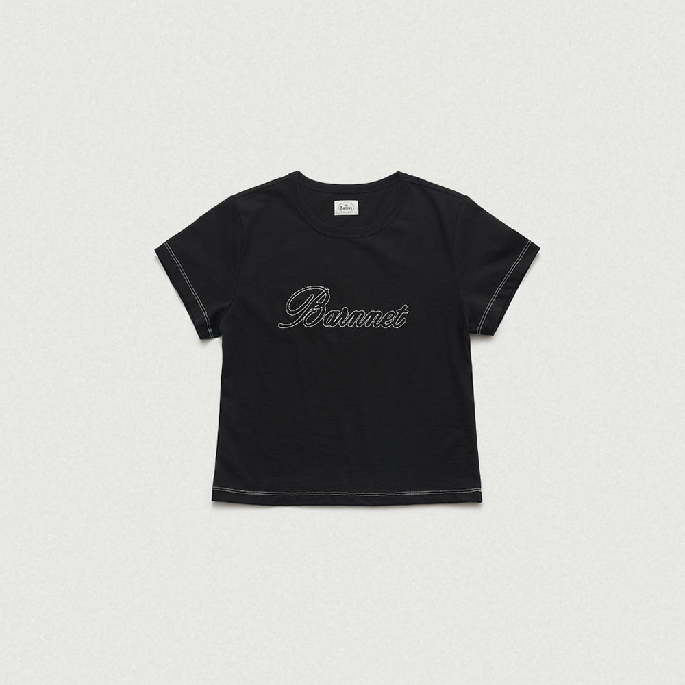 THE BARNNET Diana Chain Stitch Logo T-Shirt_Black
