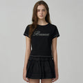 THE BARNNET Diana Chain Stitch Logo T-Shirt_Black