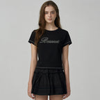 THE BARNNET Diana Chain Stitch Logo T-Shirt_Black