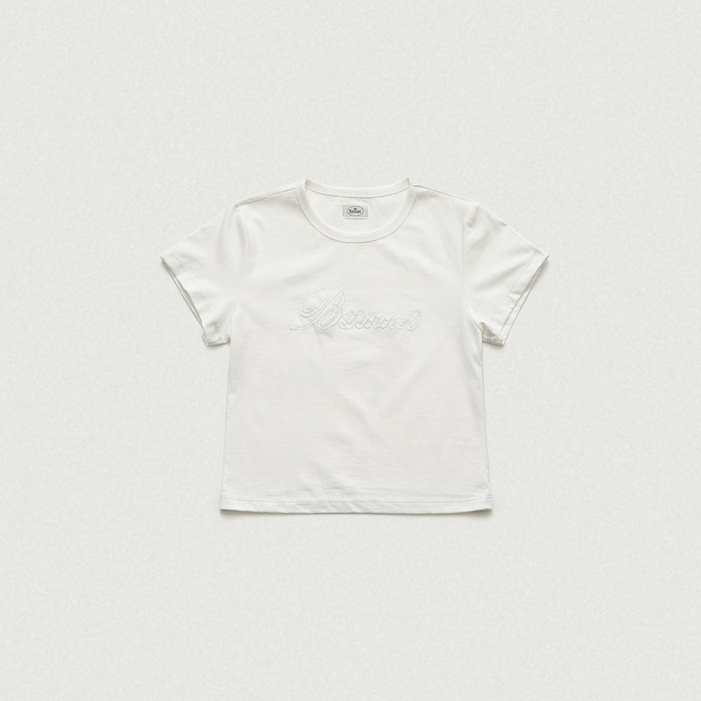 THE BARNNET Diana Chain Stitch Logo T-Shirt_White