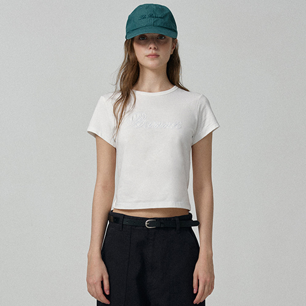 THE BARNNET Diana Chain Stitch Logo T-Shirt_White