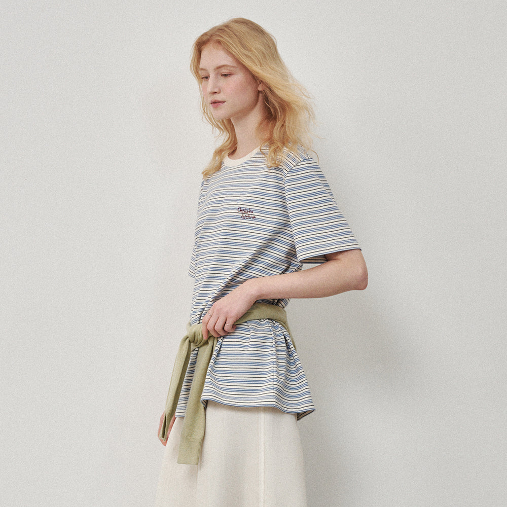 OSTKAKA [1st reorder] Oversized striped t-shirt ivory