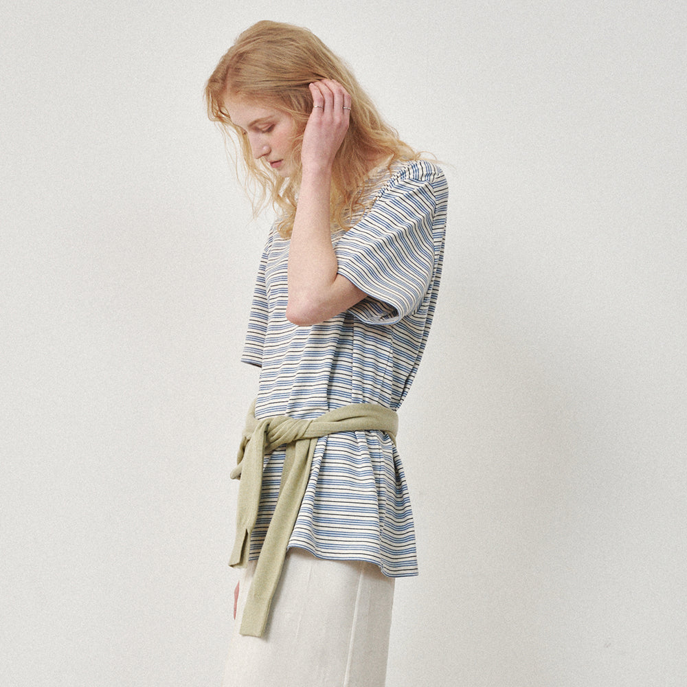 OSTKAKA [1st reorder] Oversized striped t-shirt ivory