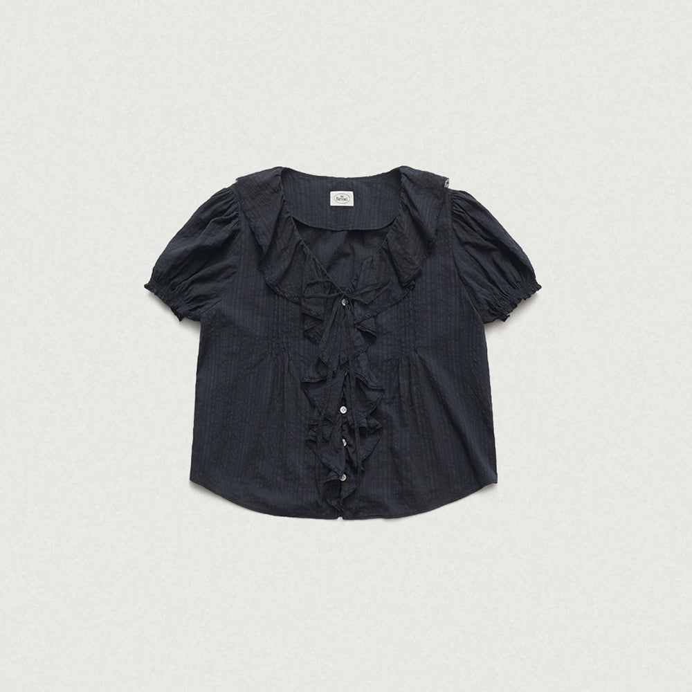 THE BARNNET Gaia Ruffle Blouse_Navy