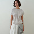 SYMMETRIC PERCENT Diagonal Shirring Top / Grey Beige