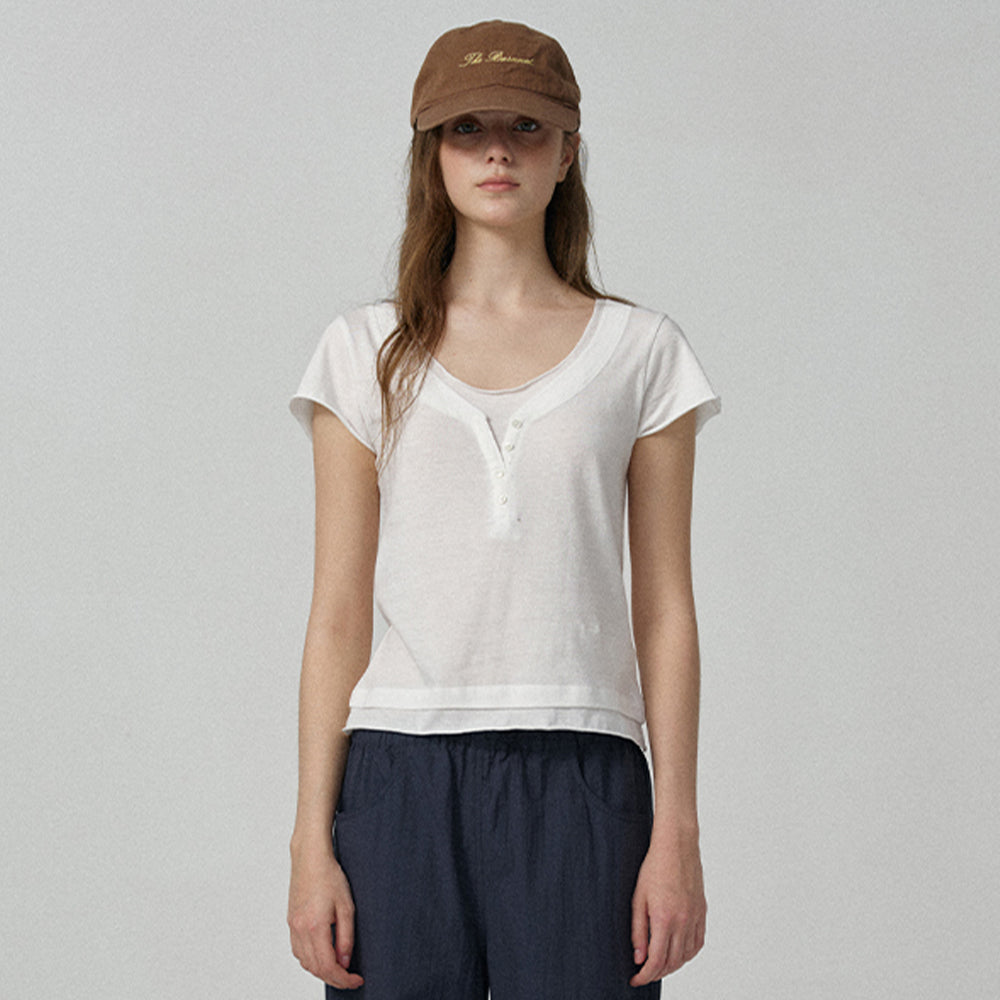 THE BARNNET Noah Slim Layered Tee_White