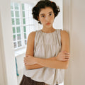 OURO COTTON PINTUCK BALLOON BLOUSE [ PALE BLUE ]