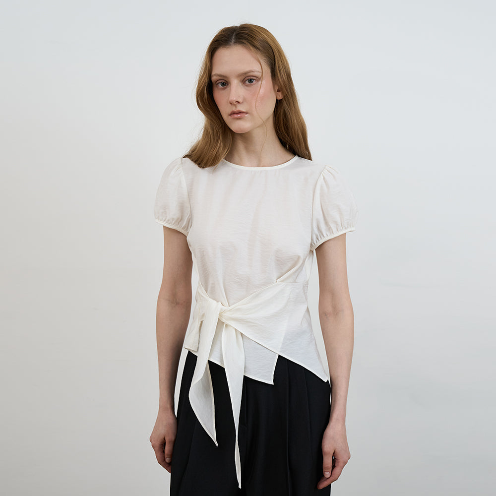DEHEVE Wrap Drape Blouse [Ivory]
