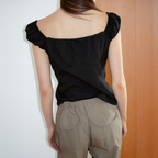 ARTTO Shirred Off-Shoulder Blouse_Black