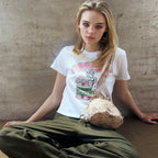 ERER Cropped Popeye Graphic T-Shirt White