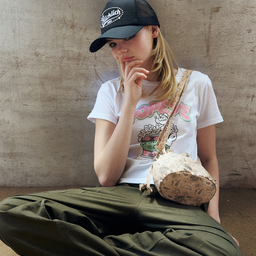 ERER Cropped Popeye Graphic T-Shirt White