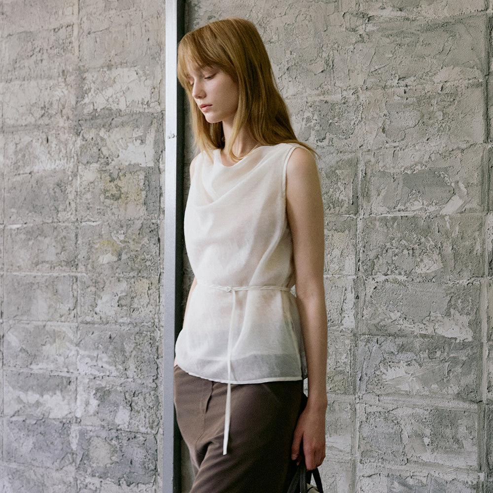 ARTID Cowl neck belted blouse_3COLORS