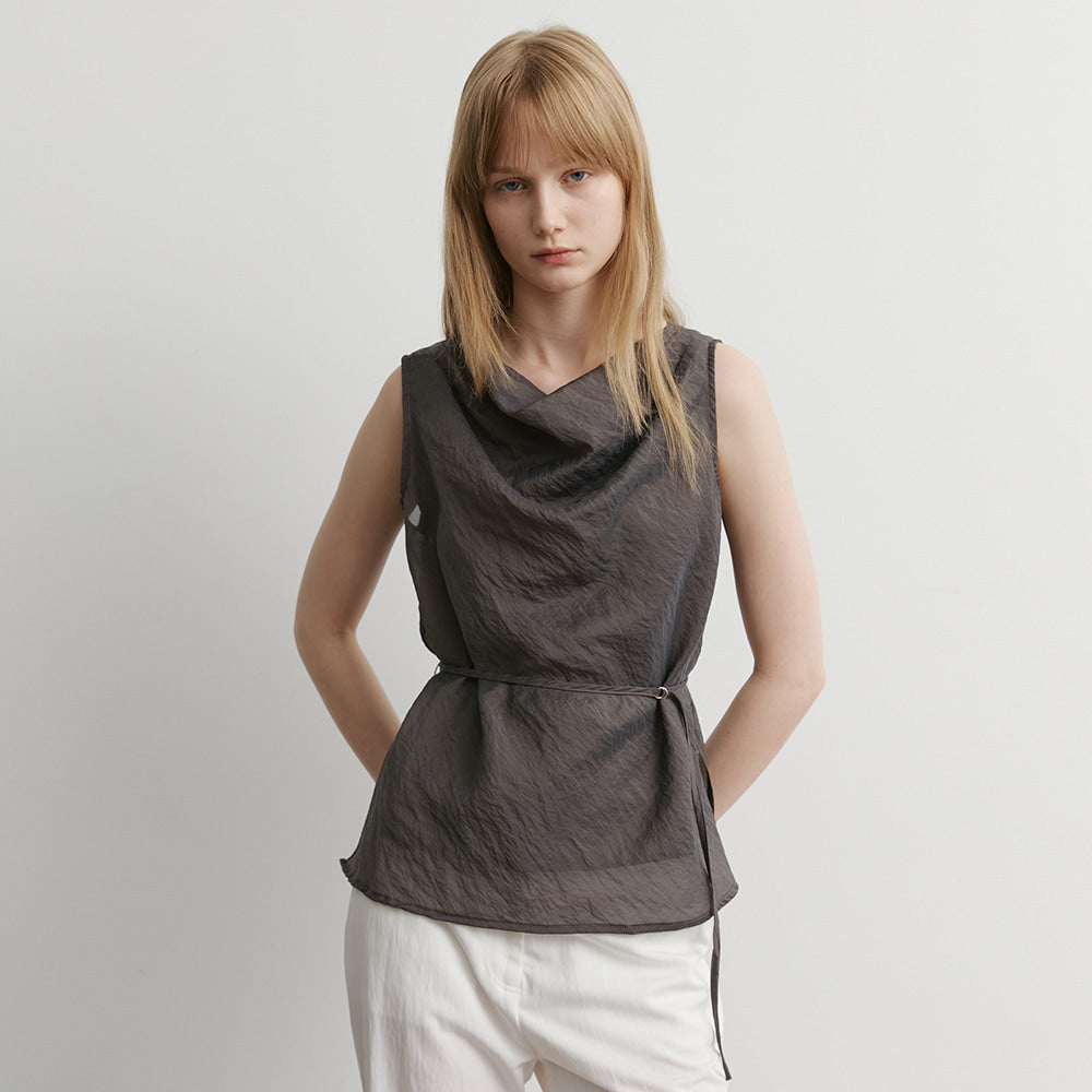 ARTID Cowl neck belted blouse_3COLORS