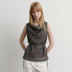 ARTID Cowl neck belted blouse_3COLORS