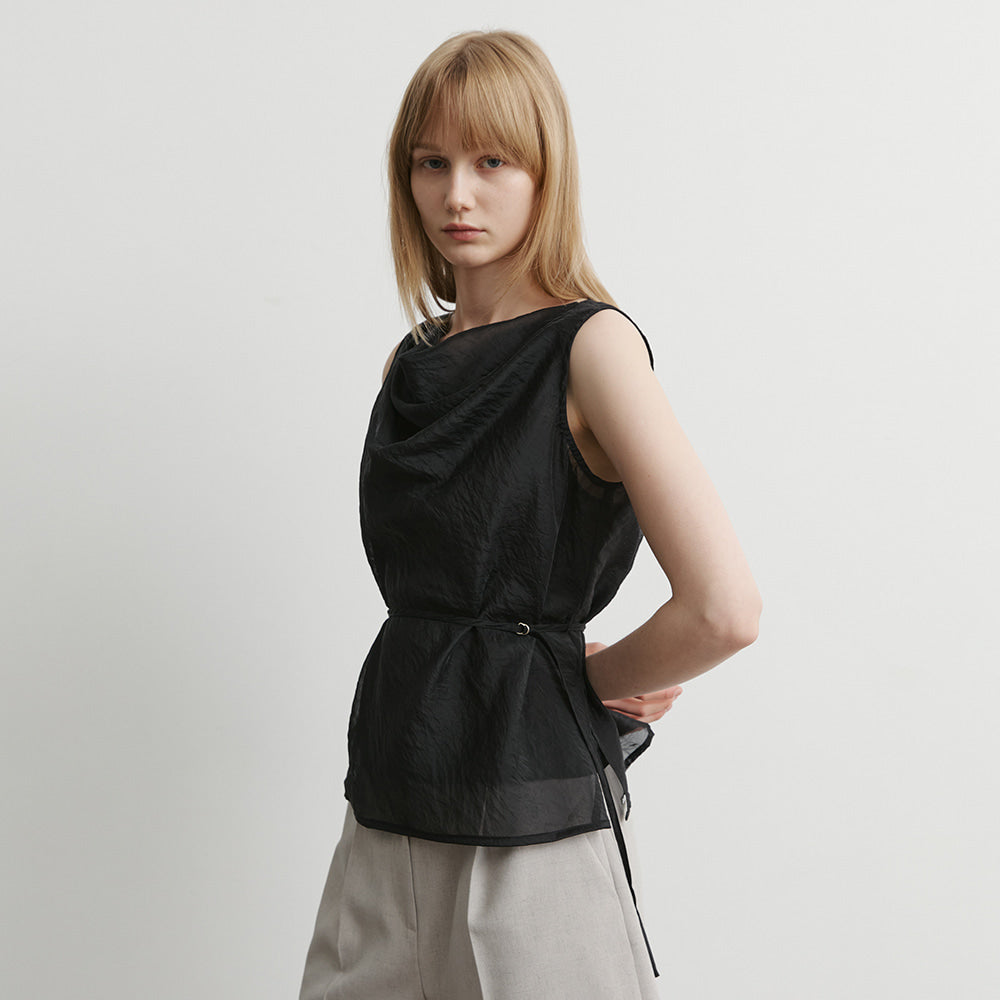 ARTID Cowl neck belted blouse_3COLORS