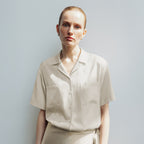 AND YOU Notched collar relaxed fit short sleeve shirt (Cream/Black)_2GMUBL23