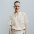 AND YOU Notched collar relaxed fit short sleeve shirt (Cream/Black)_2GMUBL23
