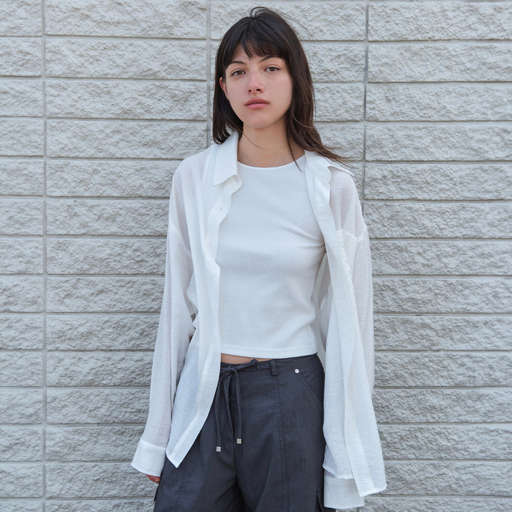 SOMEWHEREBUTTER [2nd] Pure Sheer Over-Fit Shirts - Ivory