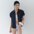 LAMINEZ [29CM Exclusive] Half roll-up Shirt - Navy