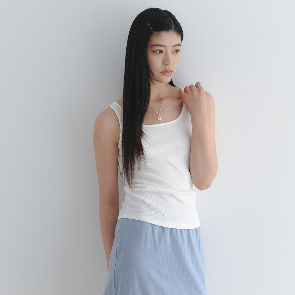 LAMINEZ Cotton Sleeveless Top - Ivory