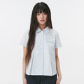 OHESHIO A-LINE PLEATED POCKET SHIRT, BLUE