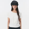 OHESHIO FRILL JERSEY T-SHIRT, IVORY