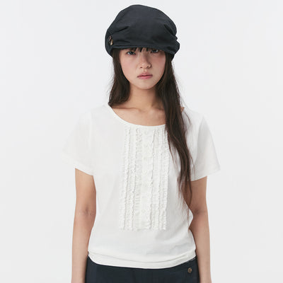 FRILL JERSEY T-SHIRT, IVORY