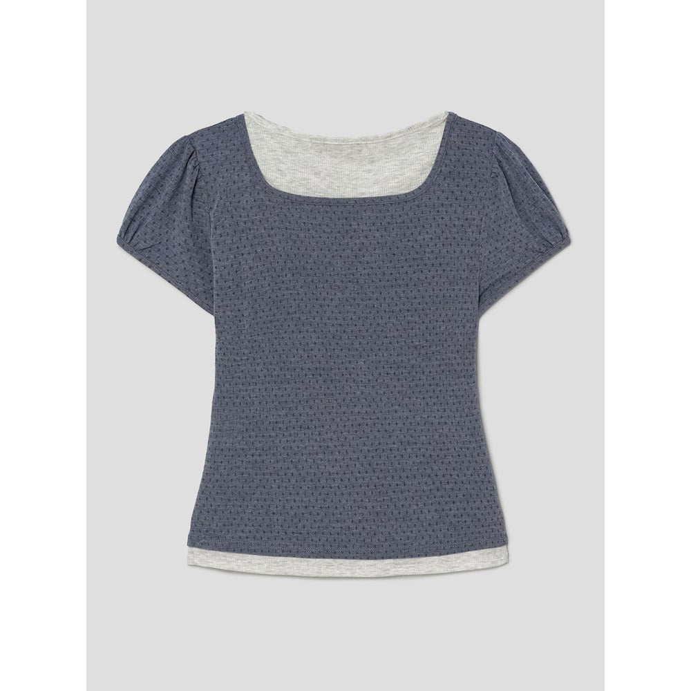 8seconds [Eight Seconds] Layered jersey top - blue (356442SM8P)
