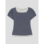 8seconds [Eight Seconds] Layered jersey top - blue (356442SM8P)