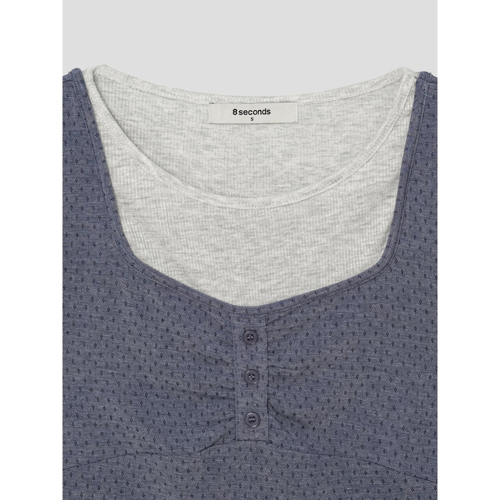 8seconds [Eight Seconds] Layered jersey top - blue (356442SM8P)