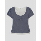 8seconds [Eight Seconds] Layered jersey top - blue (356442SM8P)