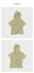 PLZPROJECT SHORT SLEEVE HOODED T-SHIRT, BUTTER