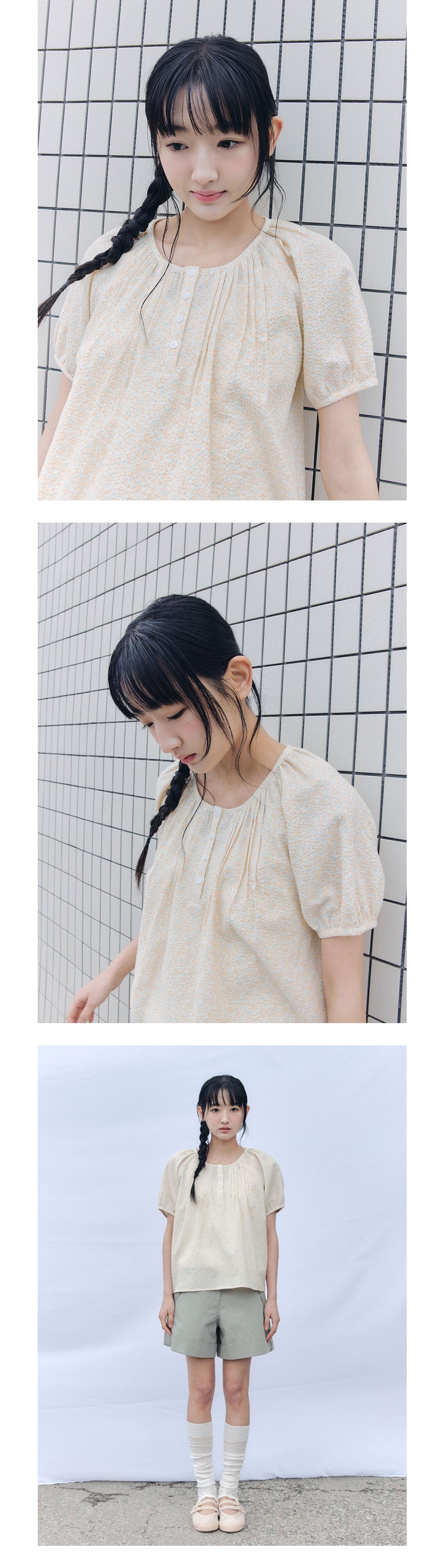 CELITAILS FLOWER PUFF SLEEVE BLOUSE_YELLOW