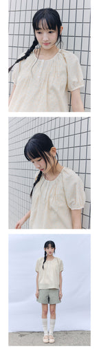 CELITAILS FLOWER PUFF SLEEVE BLOUSE_YELLOW