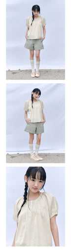 CELITAILS FLOWER PUFF SLEEVE BLOUSE_YELLOW