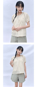 CELITAILS FLOWER PUFF SLEEVE BLOUSE_YELLOW