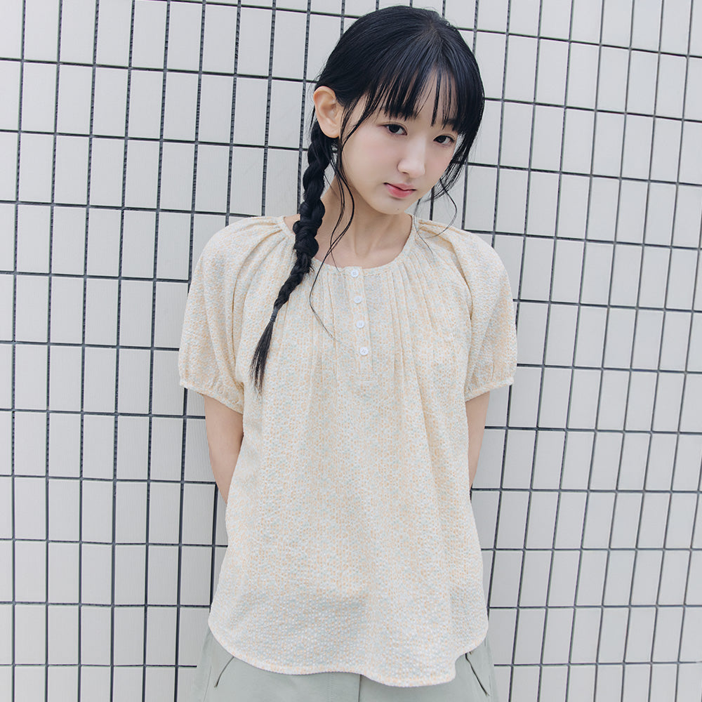 CELITAILS FLOWER PUFF SLEEVE BLOUSE_YELLOW