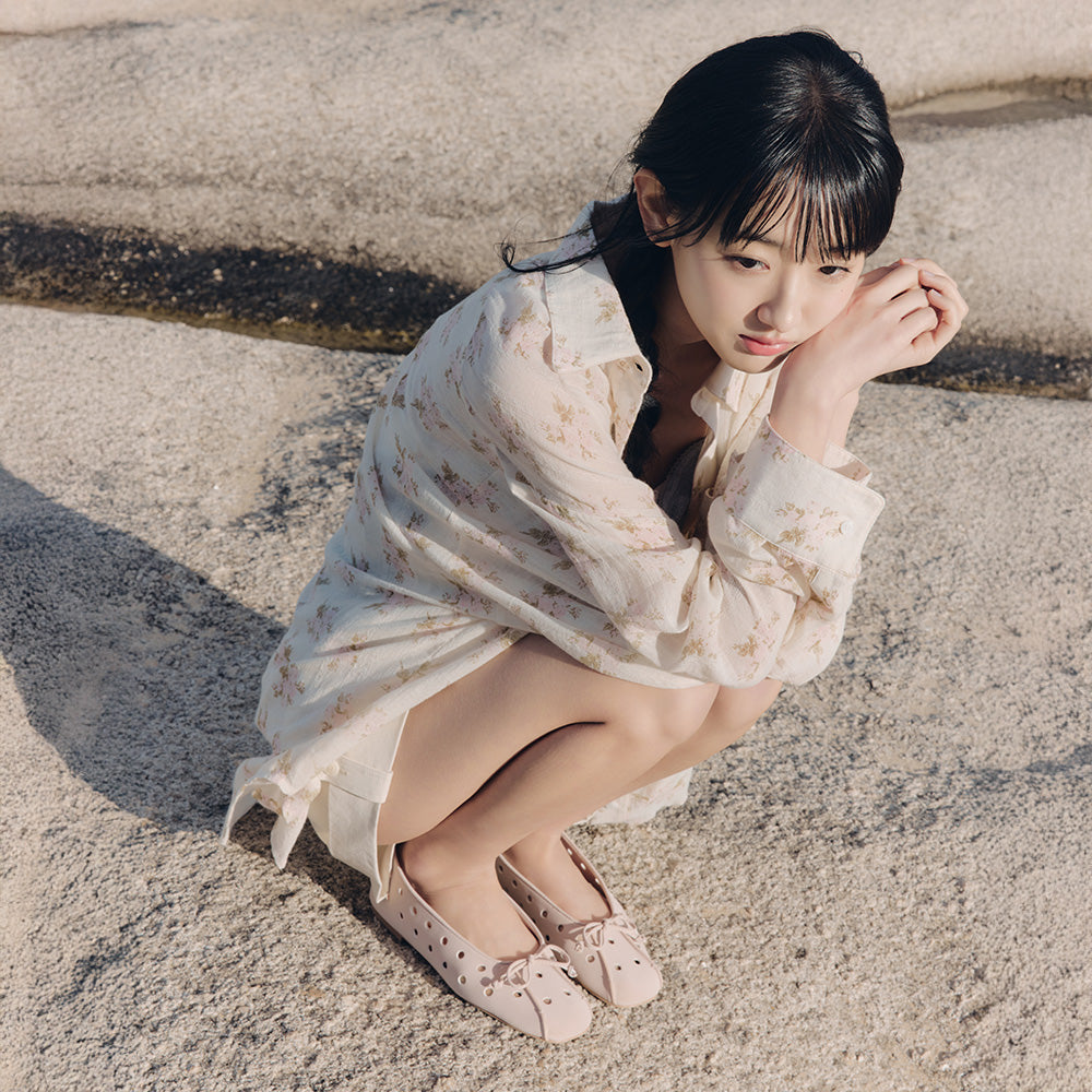 CELITAILS SHEER FLOWER PRINT SHIRT_PINK