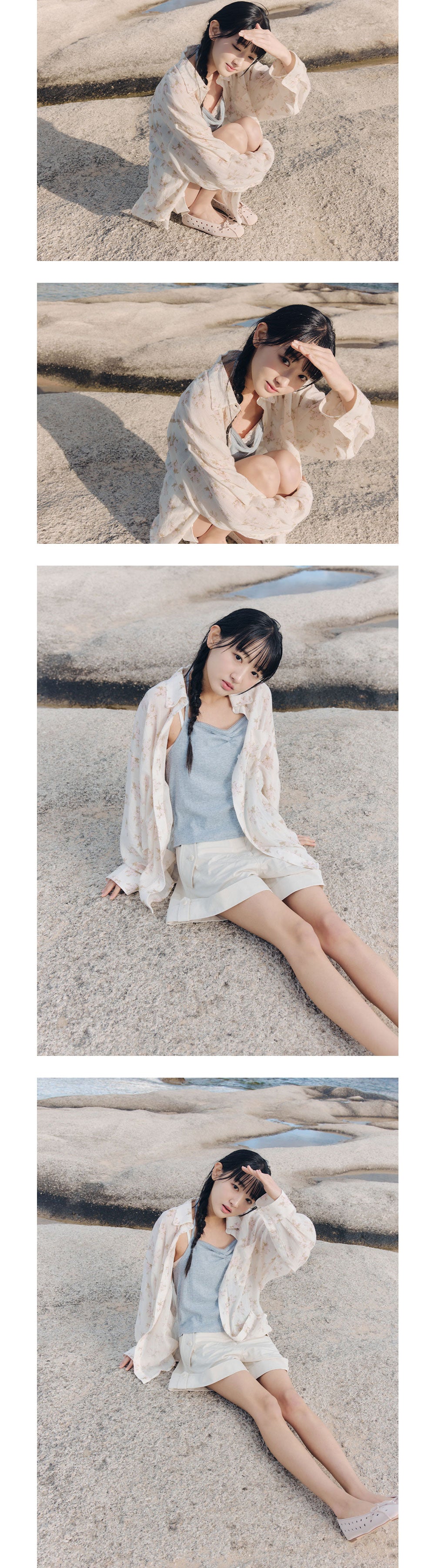 CELITAILS SHEER FLOWER PRINT SHIRT_PINK